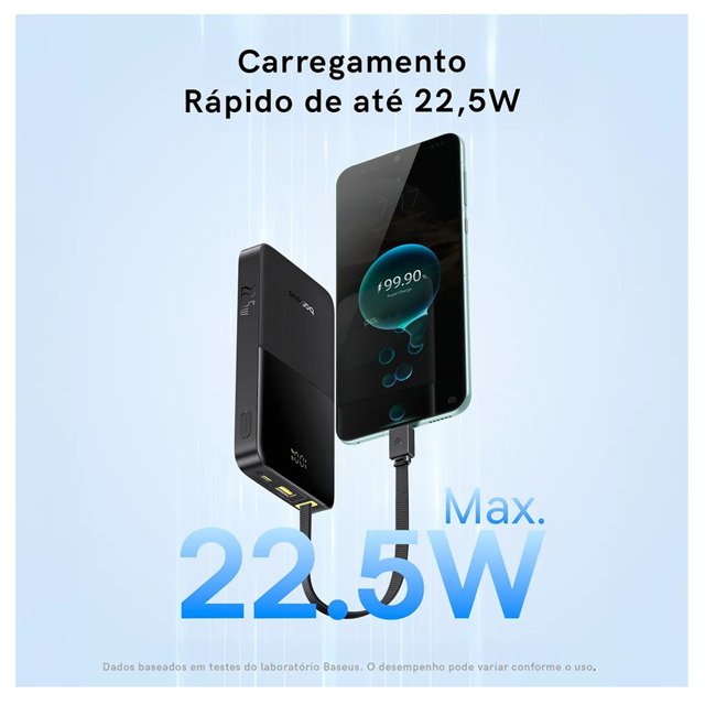 Power Bank Baseus Turbo Bipow 2 Pro com Display Digital e Cabo Embutido ...
