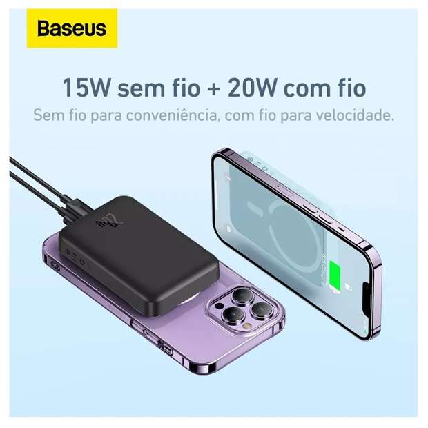 Carregador Portátil, PowerBank Magsafe Baseus 10.000mah 20w Turbo Cor ...