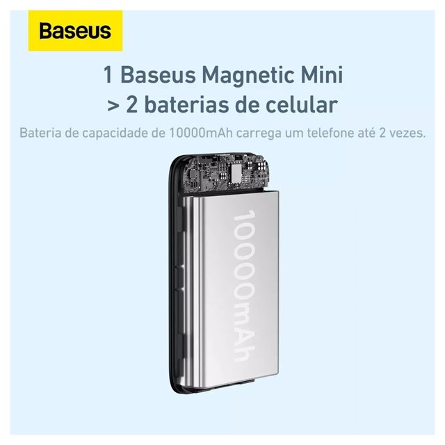 Carregador Portátil, PowerBank Magsafe Baseus 10.000mah 20w Turbo Cor ...
