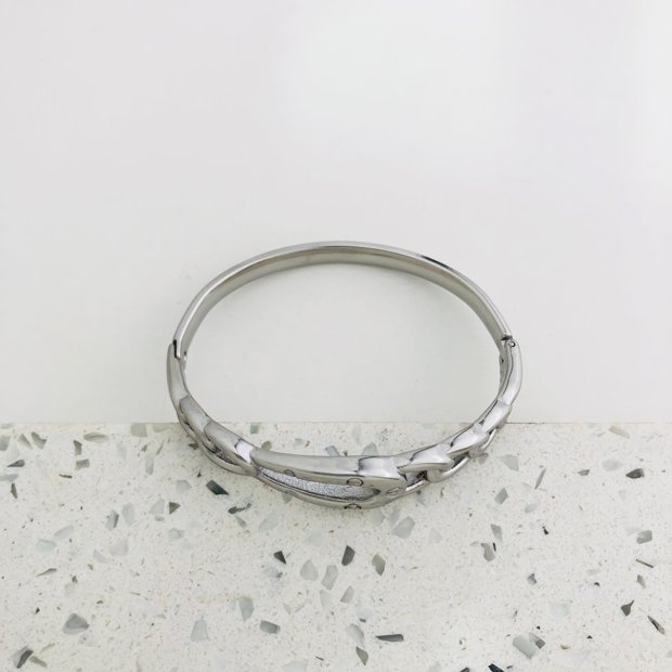 BRACELETE AÇO INOX CORRENTE COM FIVELA PRATA | NEGO BIJOUX