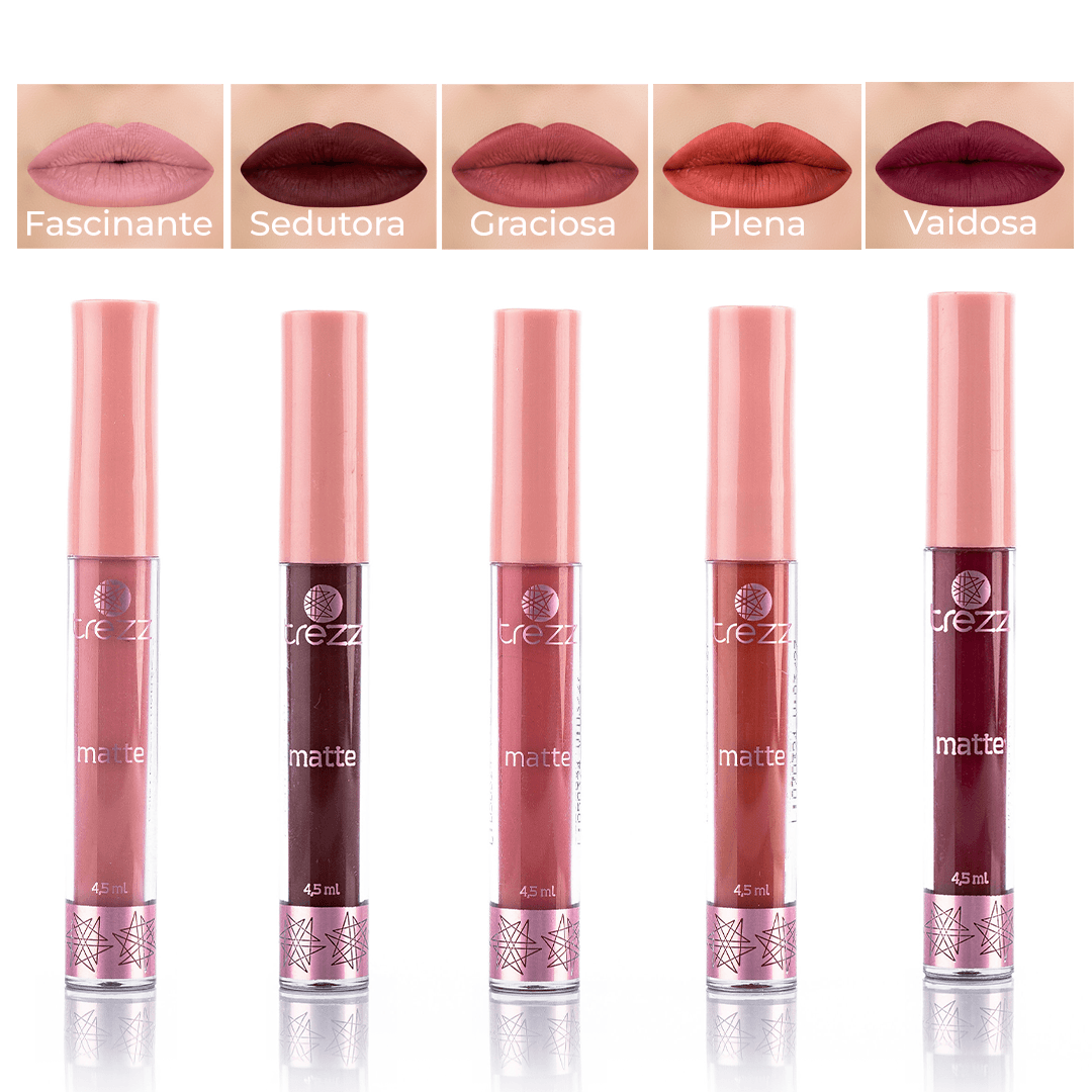 Trezz Kit Batons Matte Que Não Ressecam Os Lábios - 5 Cores Incríveis Trezz ...