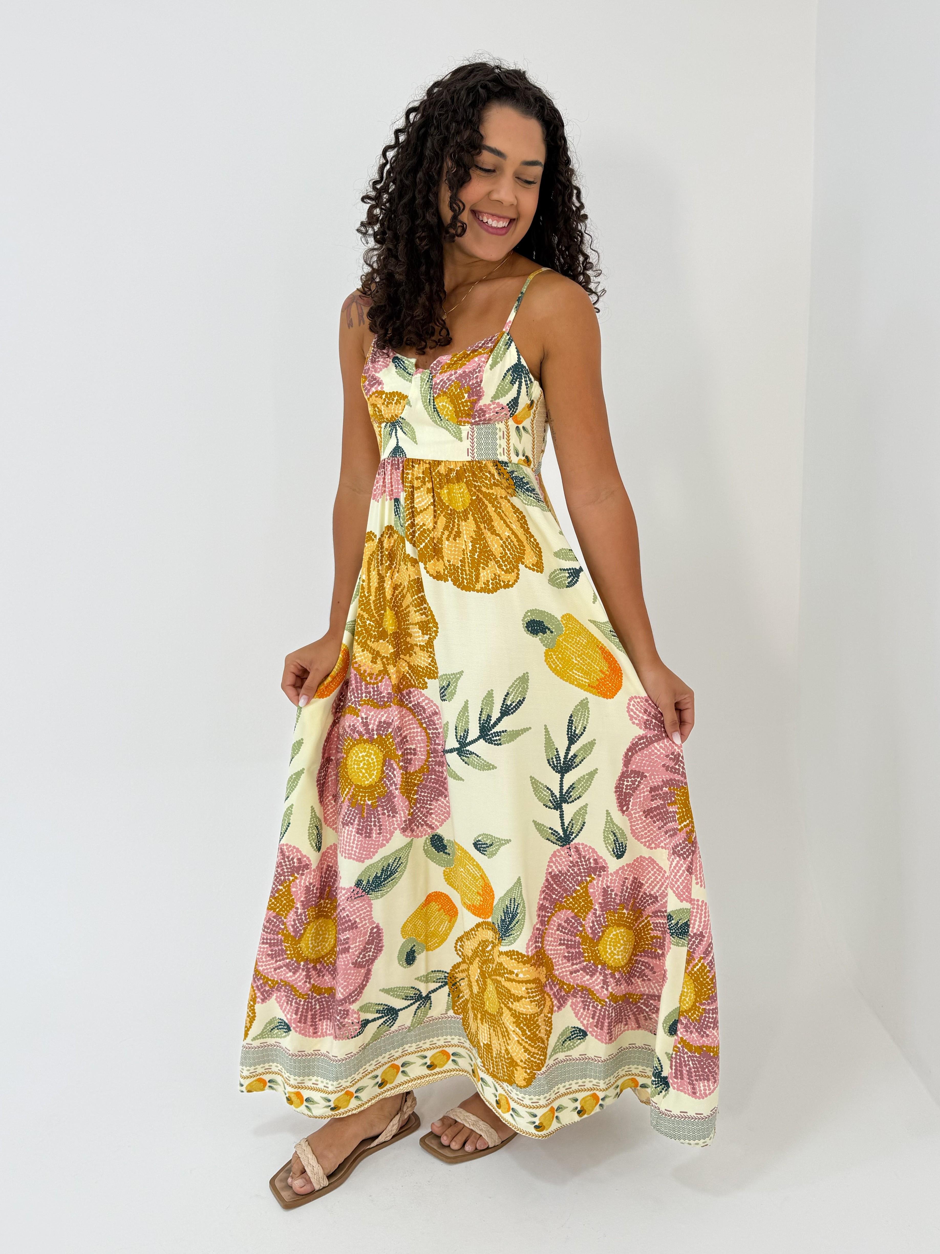 Vestido Longo Pixel | Mottiê | Moda Feminina com Conforto e Estilo!