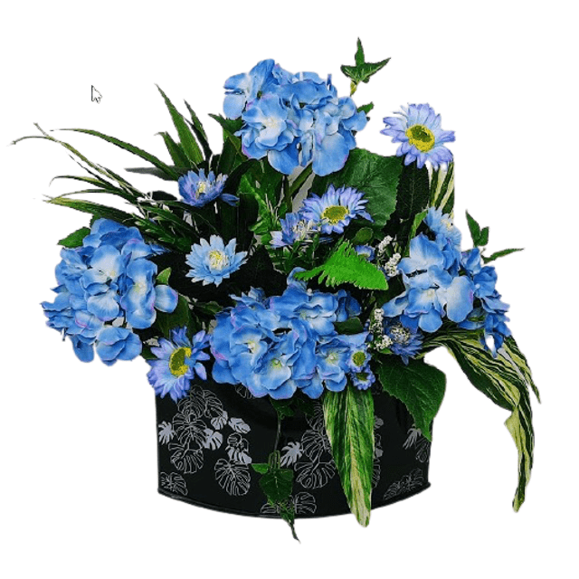 Arranjo de flores artificiais azul | Grupo Aroma