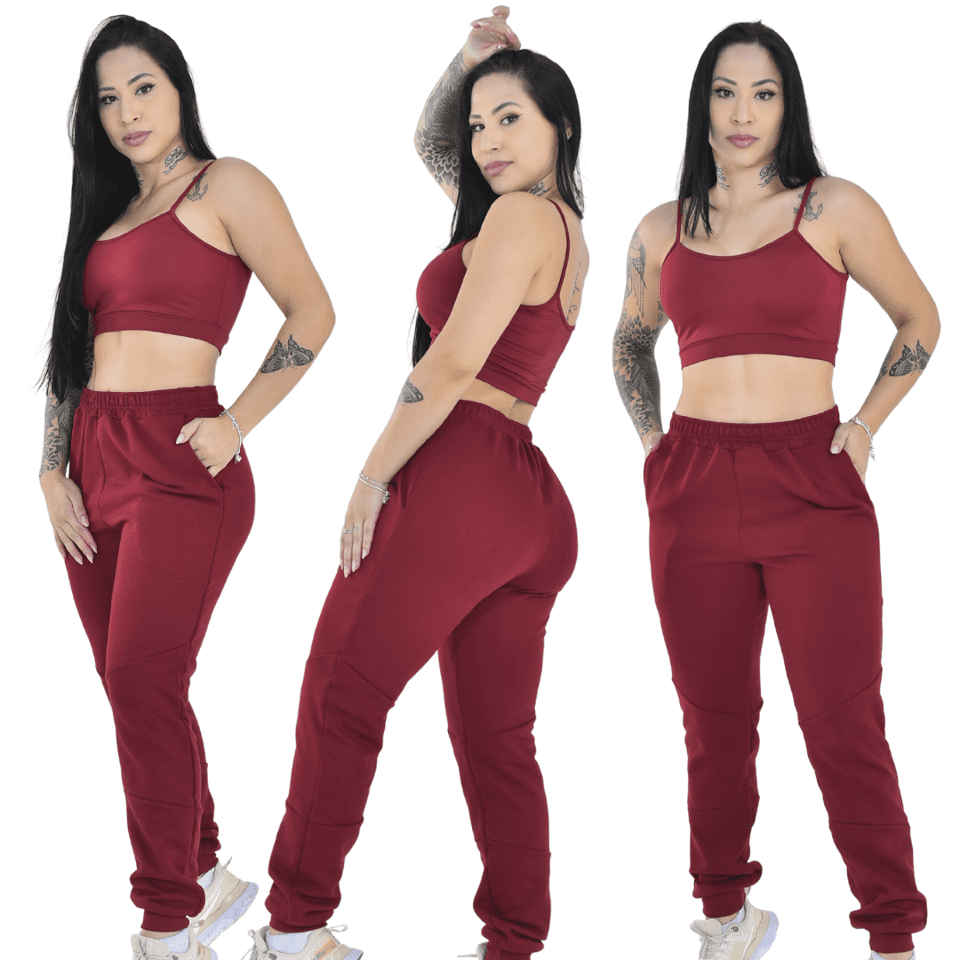 Calça Moletom Feminina Estilo Jogger Peluciada Academia Flanelada Corrida  Com Bolsos Laterais