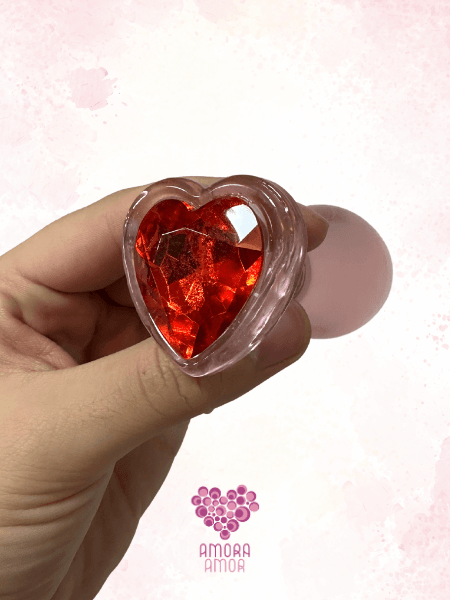 Plug Anal em Vidro com Pedra Brilhante em formato de Corao | Amora Amor Store Plug Anal em Vidro com Pedra Brilhante em formato de Corao | Amora Amor Store
