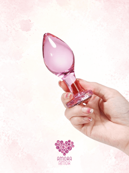 Plug Anal em Vidro com Pedra Brilhante em formato de Corao | Amora Amor Store Plug Anal em Vidro com Pedra Brilhante em formato de Corao | Amora Amor Store