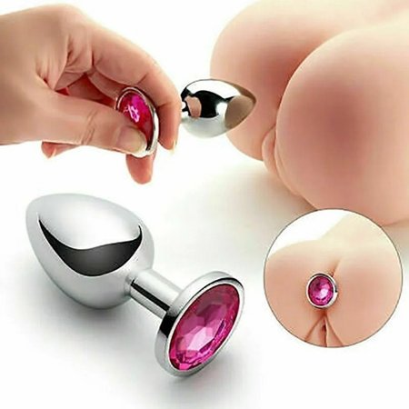 Plug Anal Luxo Cromado com Pedra - Tamanho P | Amora Amor Store