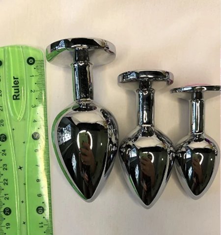 Plug anal em metal cromado Mdio | Maleta Malagueta Plug anal em metal cromado Mdio | Maleta Malagueta