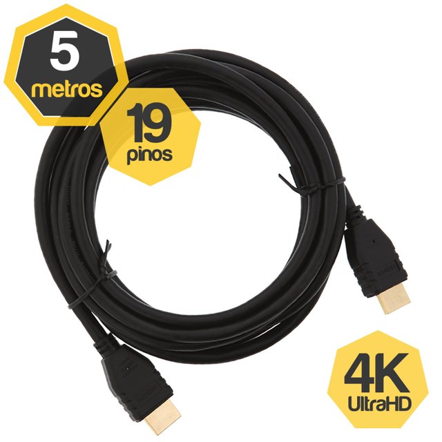 Cabo HDMI 2.0 4K 19 Pinos UltraHD 5 Metros