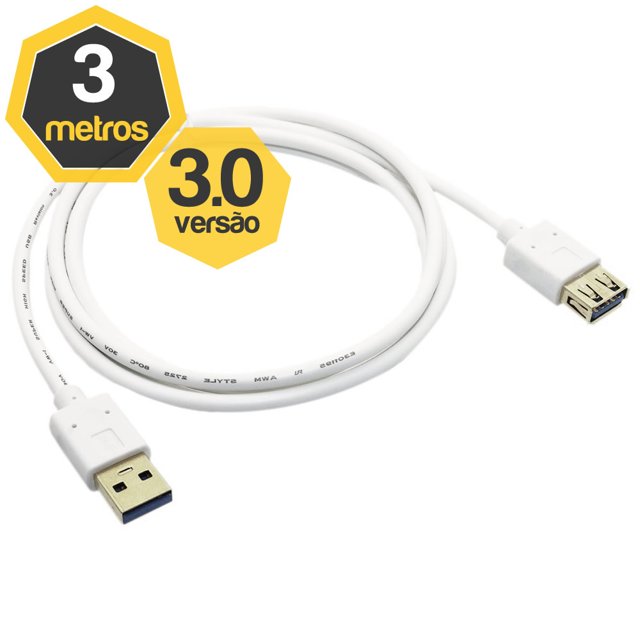 Cabo Extensor USB 2.0 com Filtro 3 Metros - Central Cabos Mobile