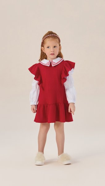 Vestido Infantil Vestido Vermelho De Inverno Infantil Feminino