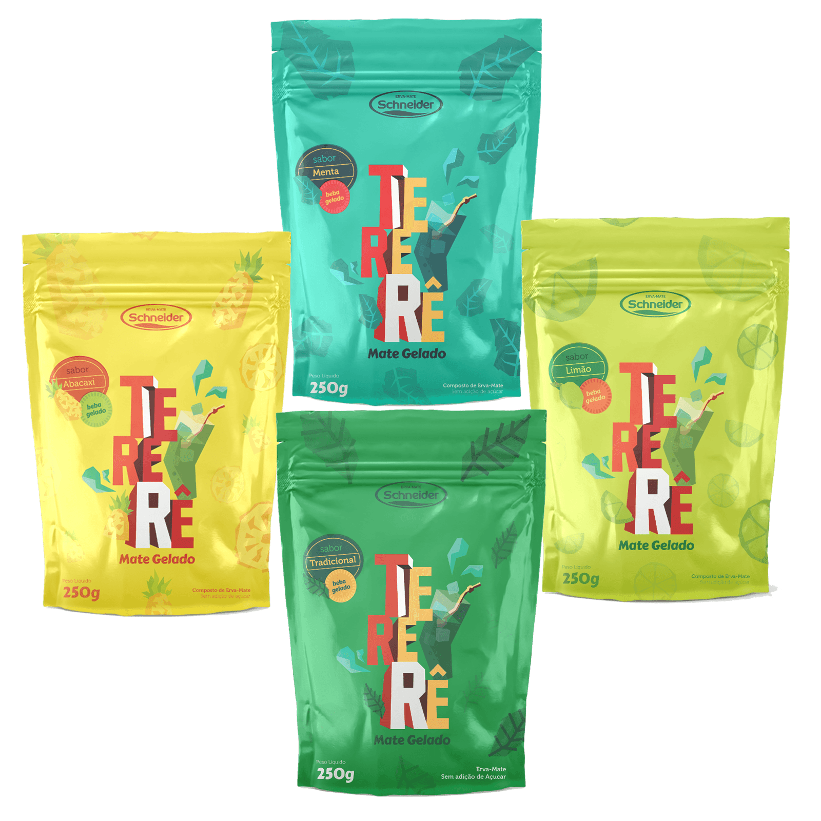 Kit 4 Tererês - Abacaxi, Limão, Menta e Tradicional 4x250g