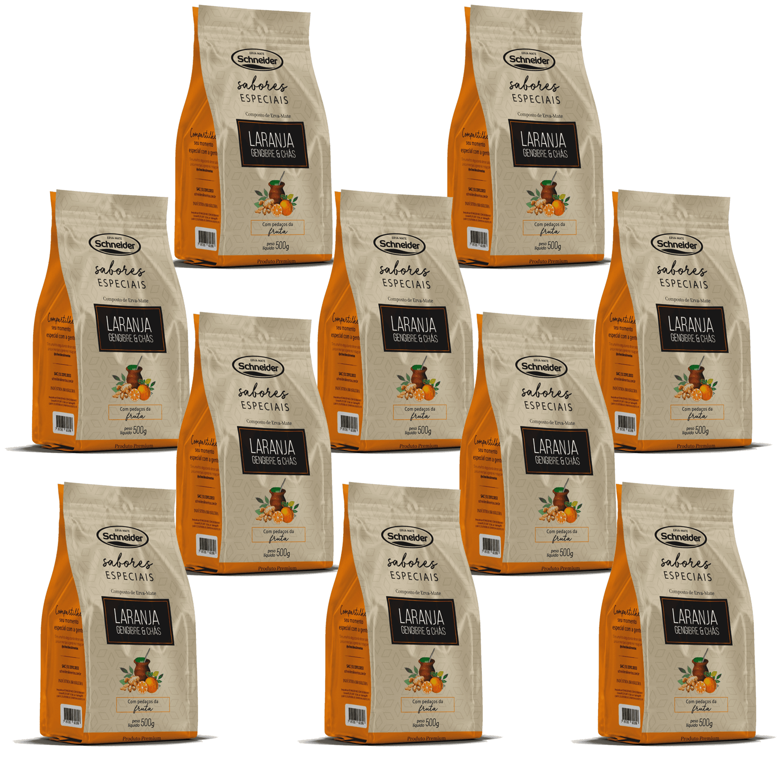 Erva-Mate Sabores Especiais - Laranja e Gengibre 500g - KIT 10un