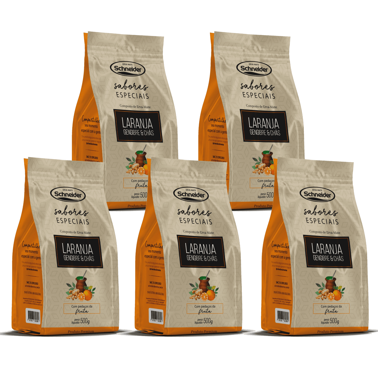 Erva-Mate Sabores Especiais - Laranja e Gengibre 500g - KIT 5un
