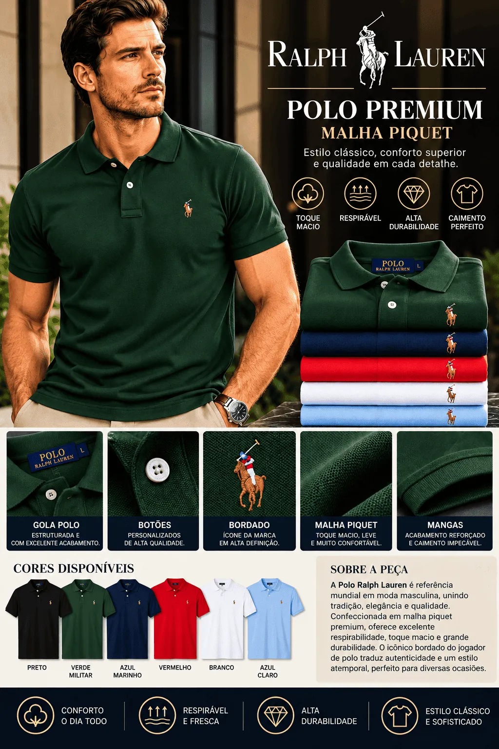 Camisa Polo Ralph Lauren Heritage Classic Piquet | SP Grifes