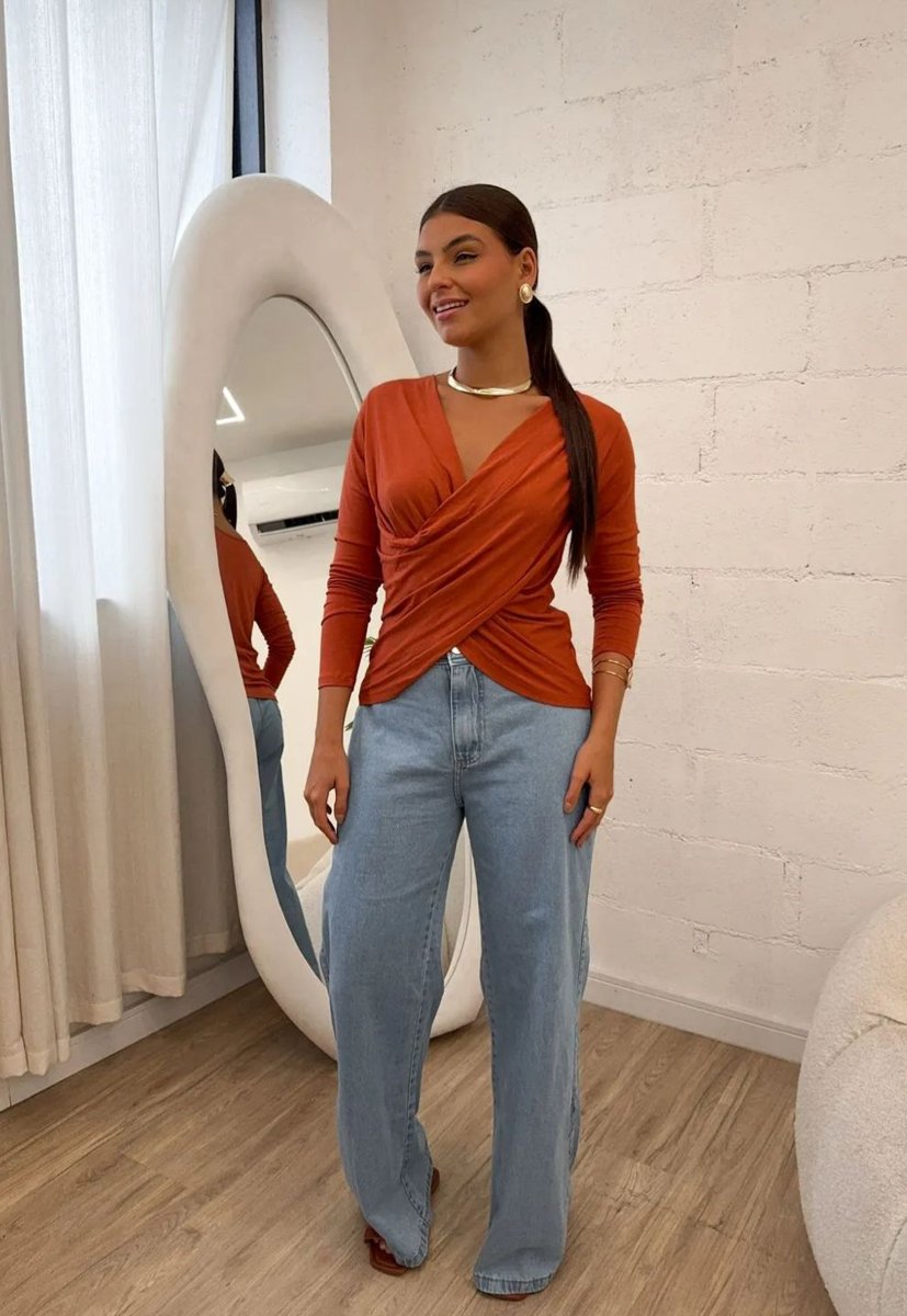 Blusa Transpassada Viscolycra Regley My Modas Feminina