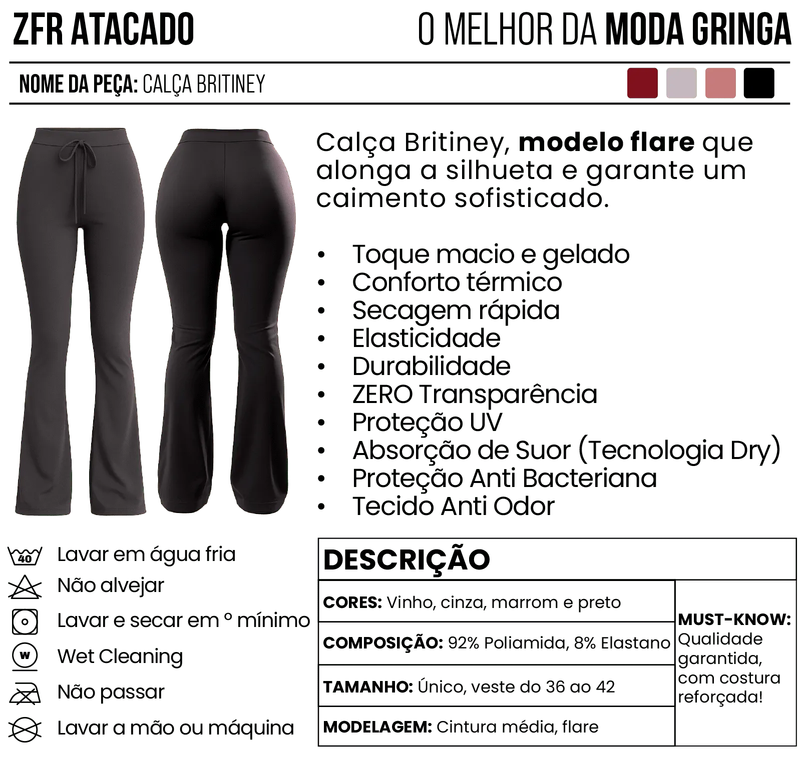Calça Britney Poliamida | ZÁFIRA | Moda Gringa Atacado
