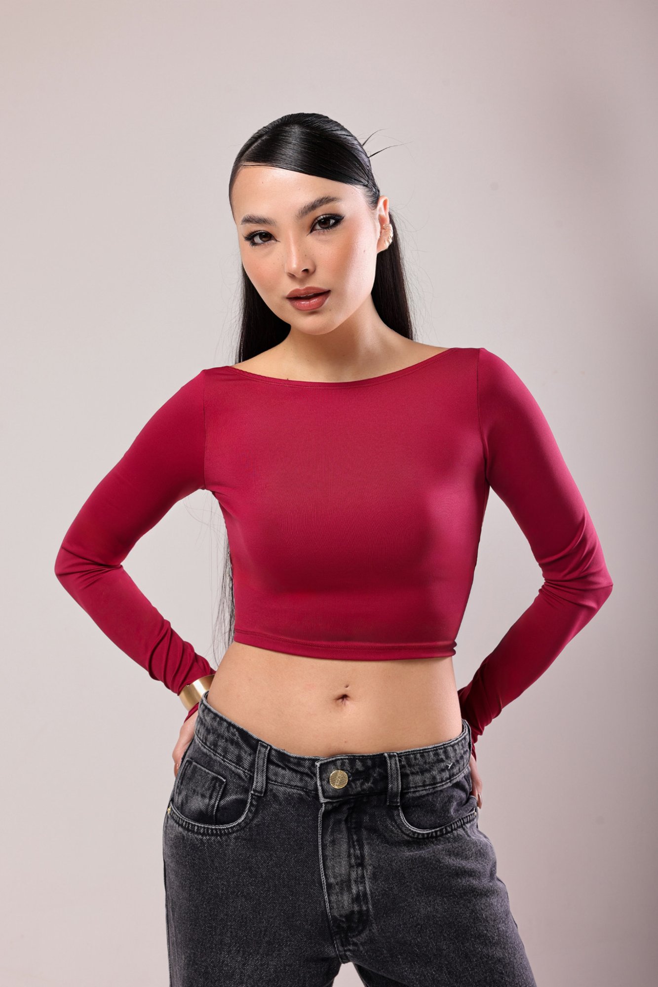 Cropped Scarlet Poliamida Vinho