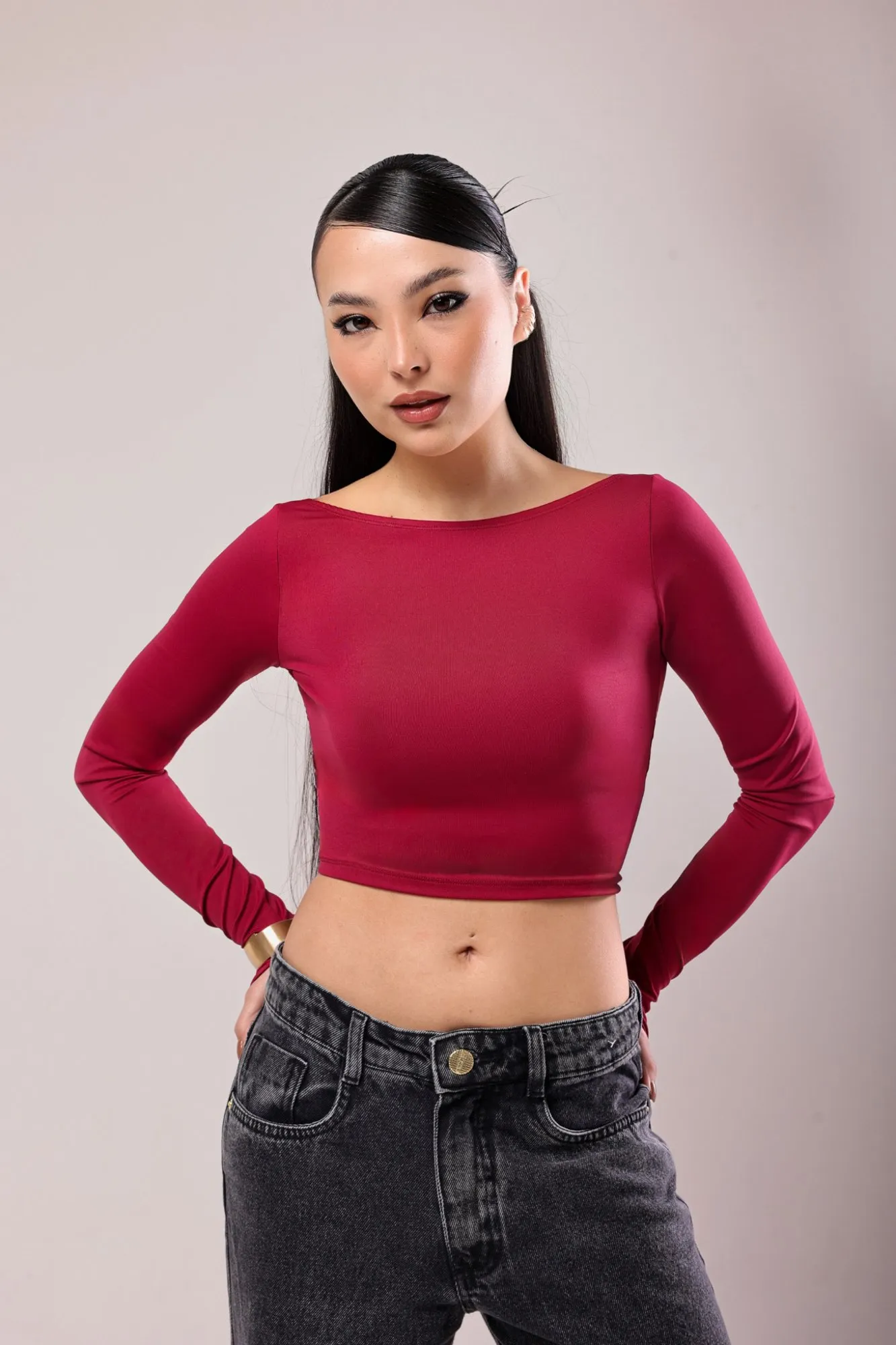 Cropped Scarlet Poliamida Vinho