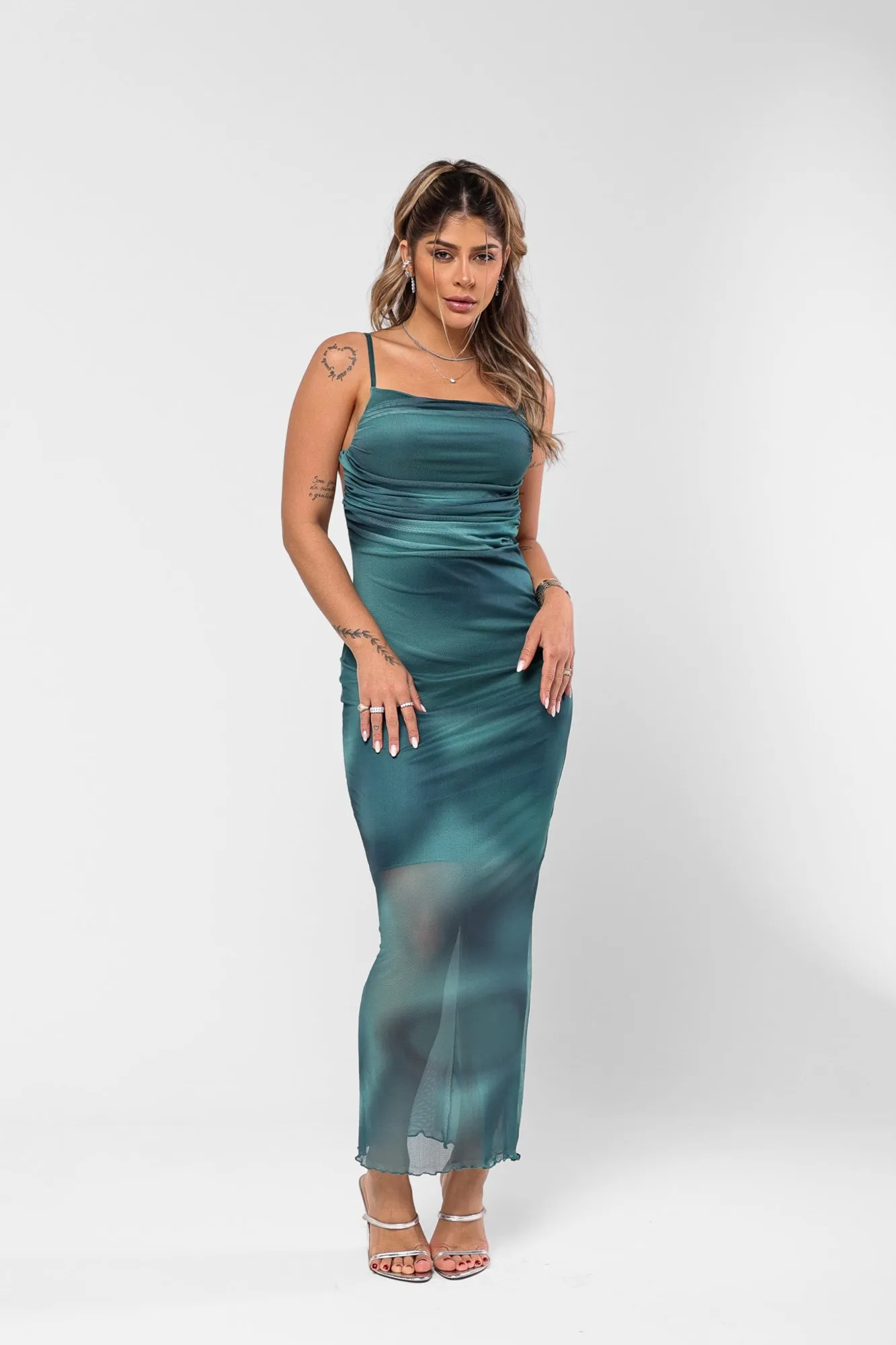 Vestido Zuri Tule Com Forro Verde