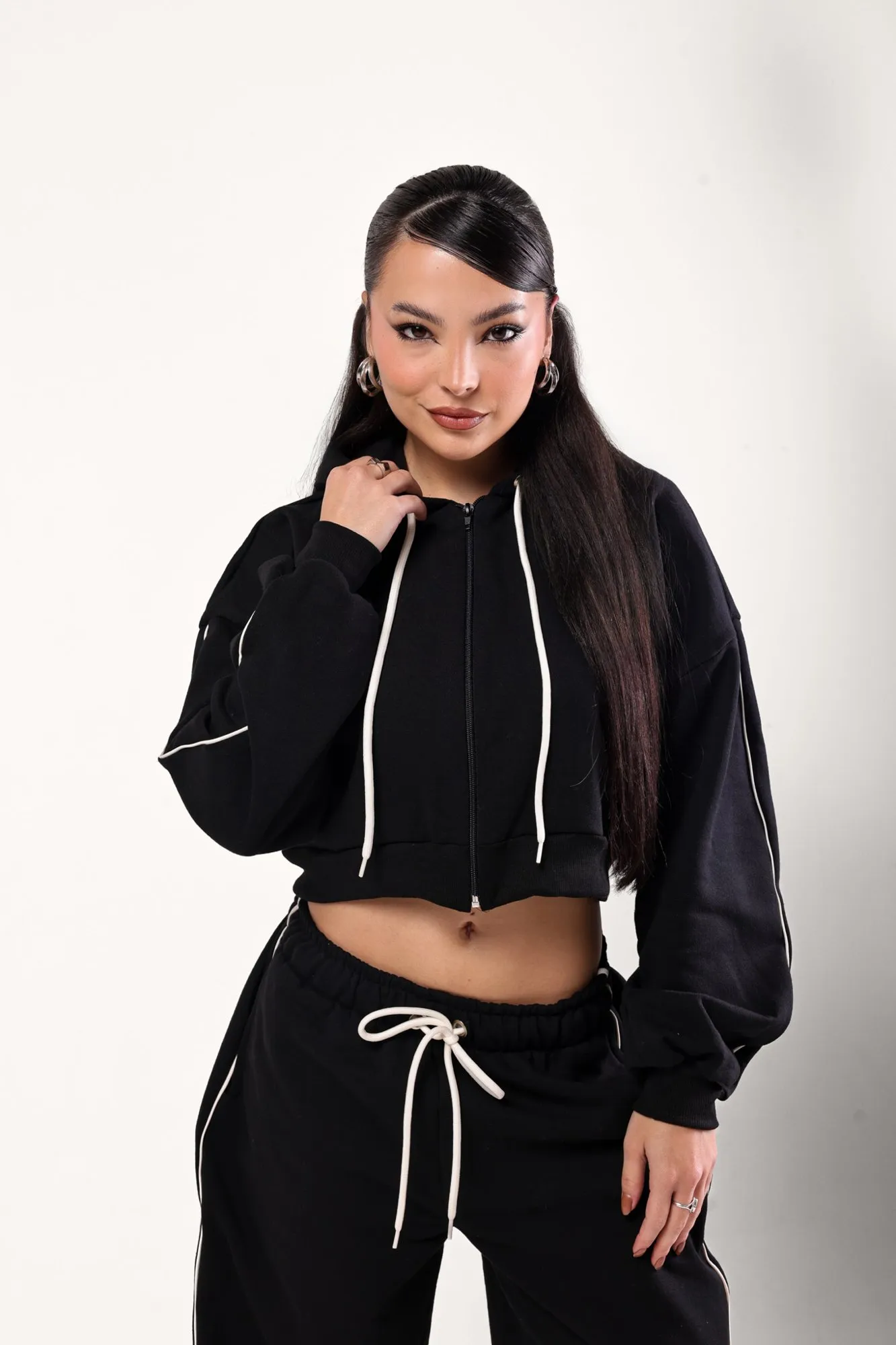 Blusa de Moletom Megan com Capuz Preto