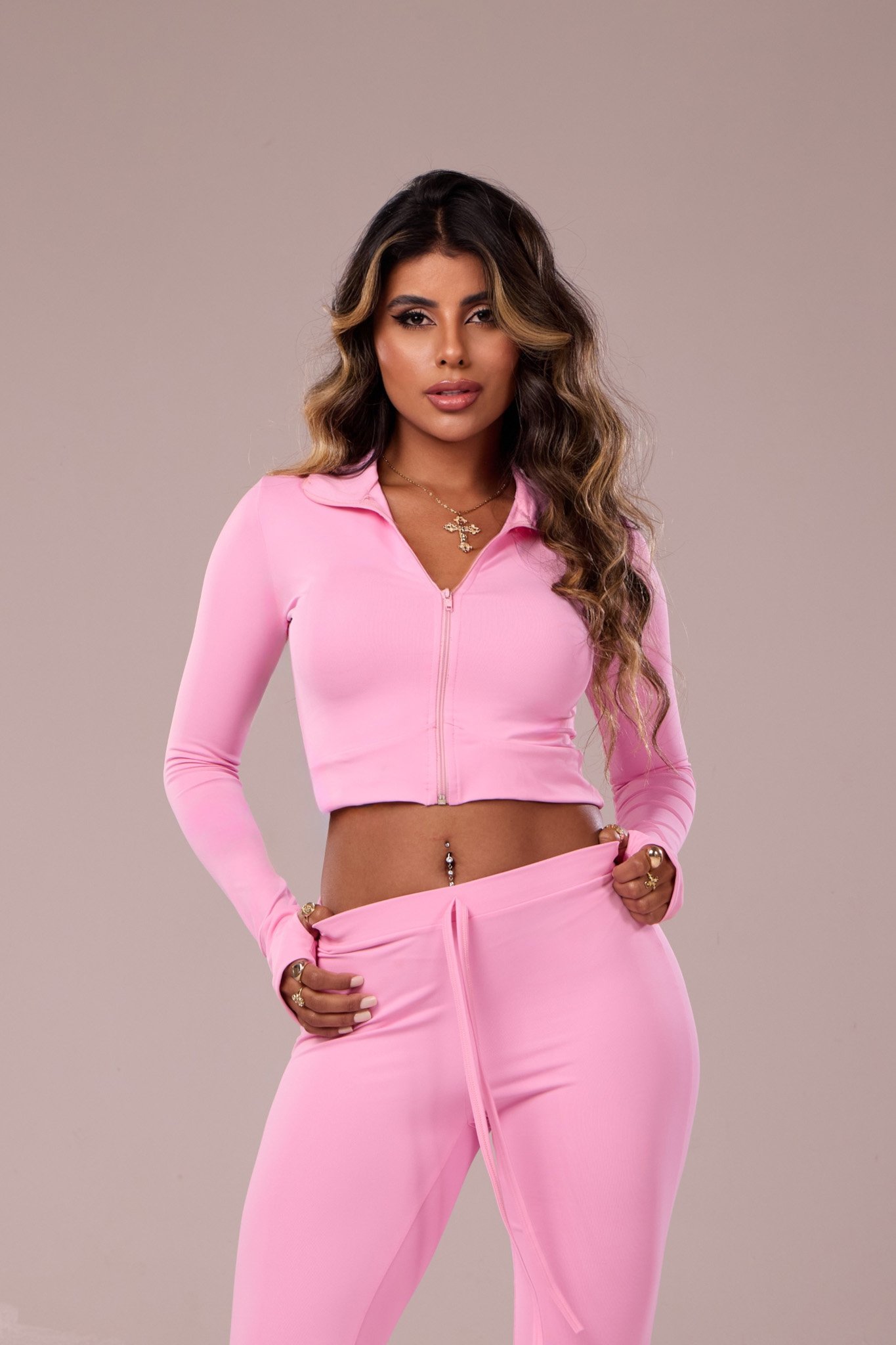 Blusa Vivian Poliamida Com Zíper Gola | ZÁFIRA | Moda Gringa Atacado