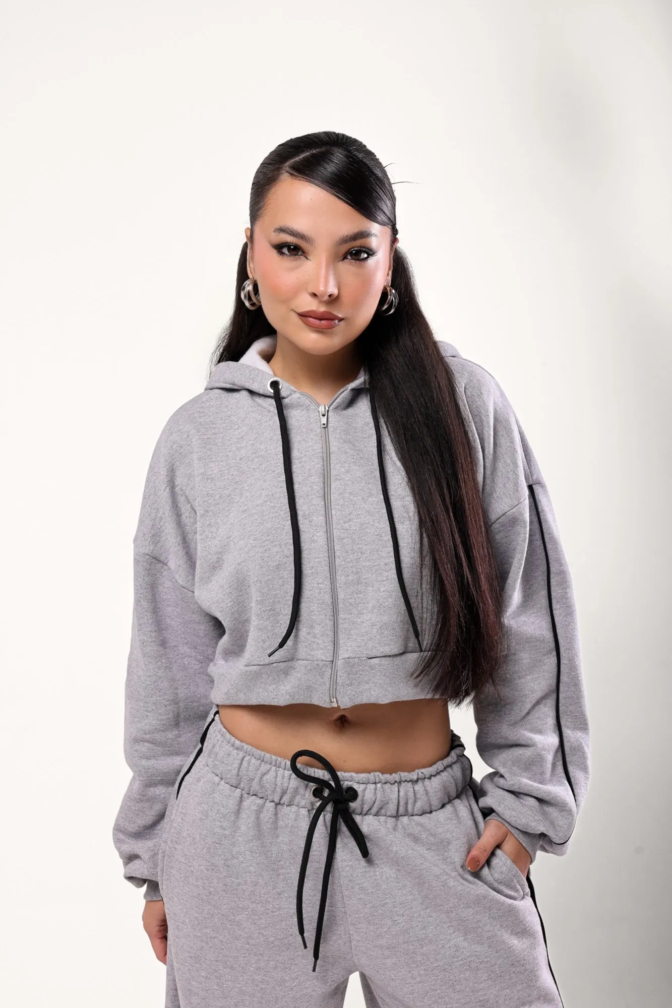 Blusa de Moletom Megan com Capuz Mescla
