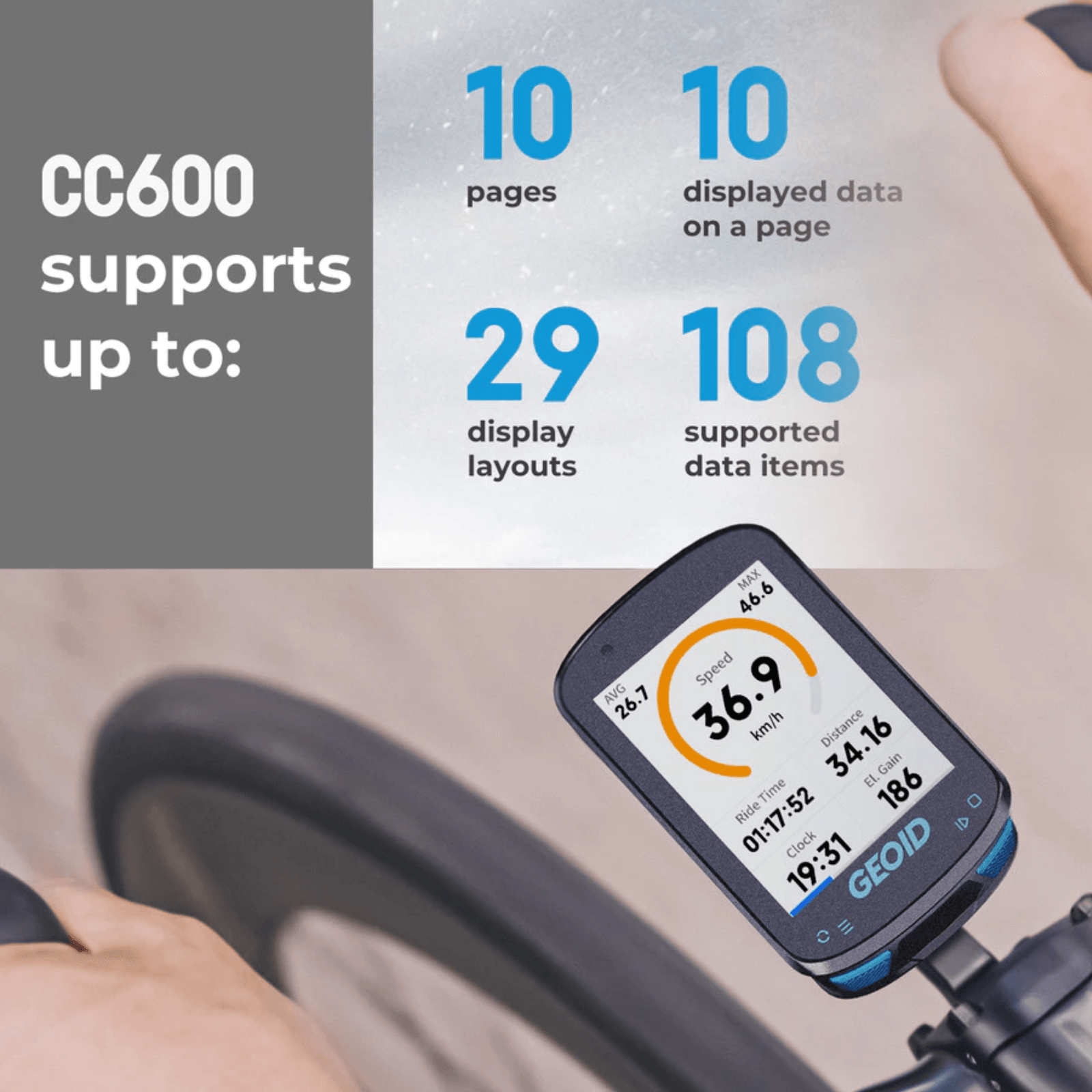 Ciclocomputador GPS Geoid CC600 com Wi-Fi – Computador de Bike com