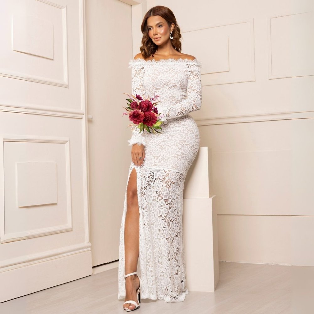 Fundo Branco Vestido Branco Estampado Em Casamento Pode Sob