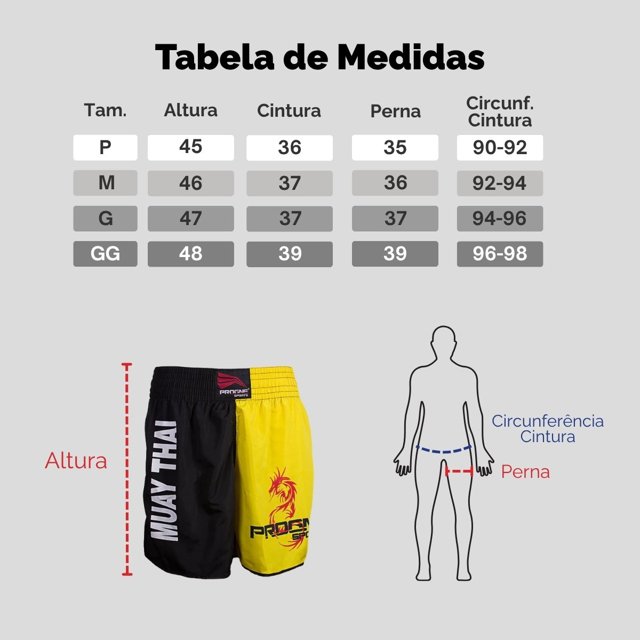 SHORTS MUAY THAI MASCULINO PREMIUM | Progne Sports
