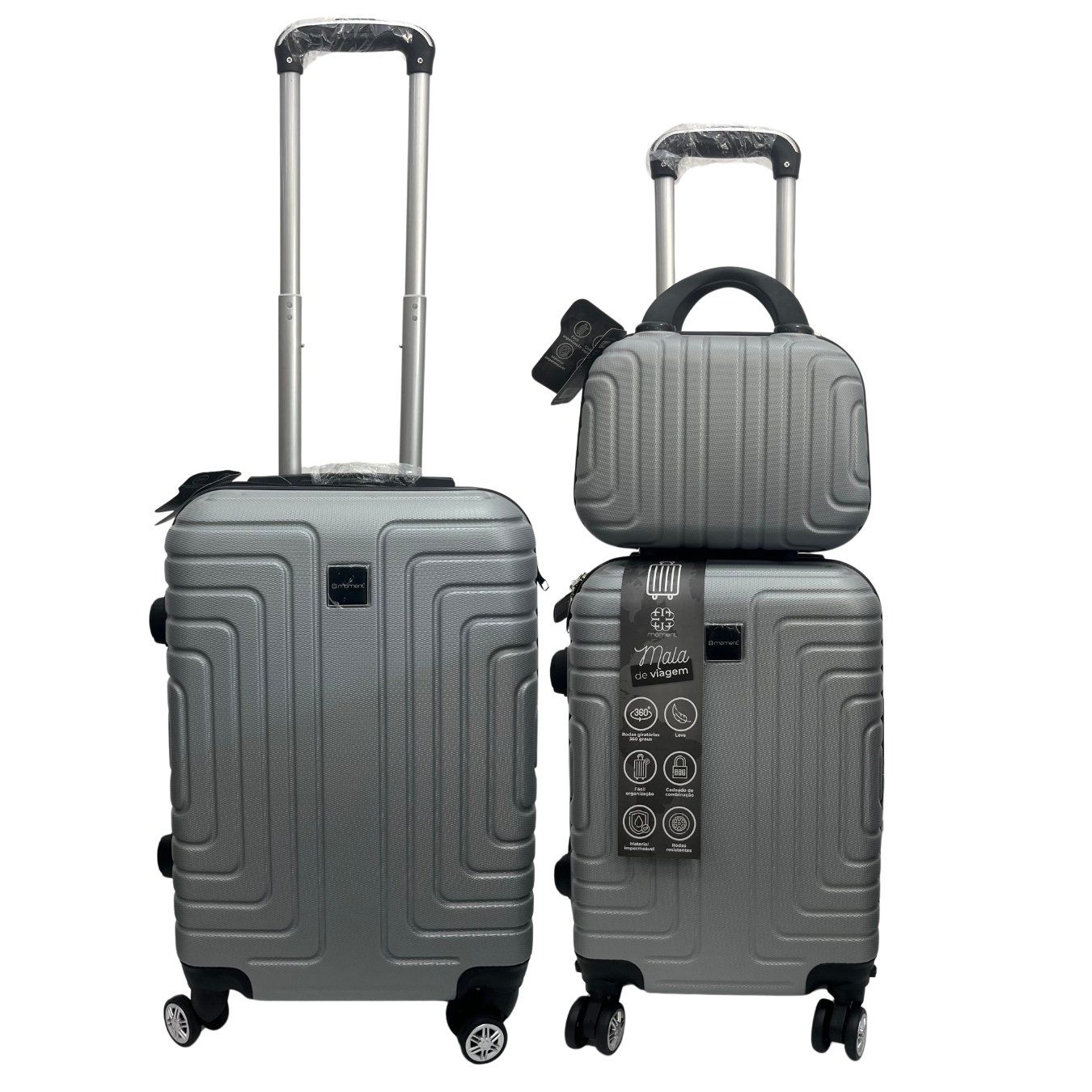 Kit Malas de Viagem 10Kg, 8Kg com Senha e Frasqueira de 12