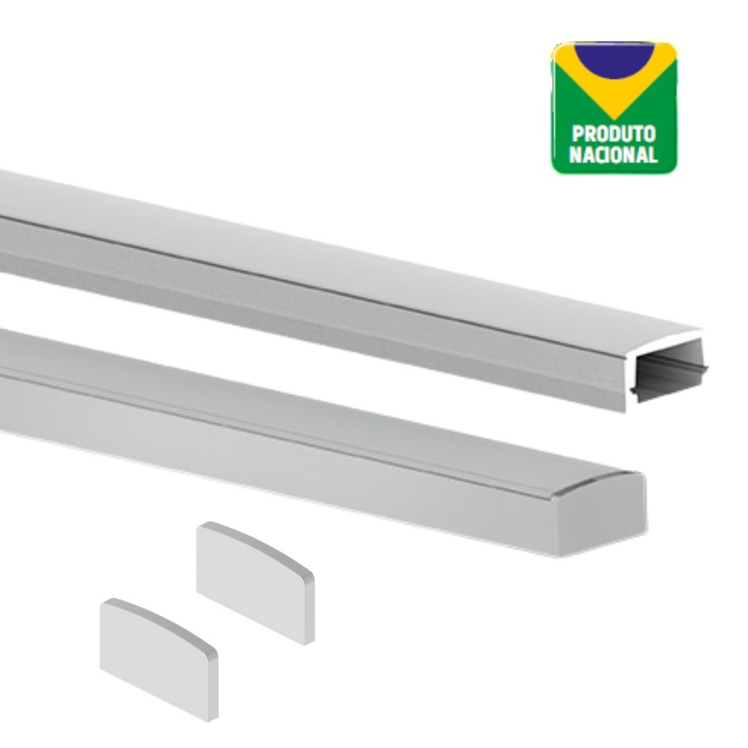 KIT PERFIL LED SOPÉ 1,6X0,9cm SOBREPOR 1 METRO BRANCO TASCHIBRA 110179 ...
