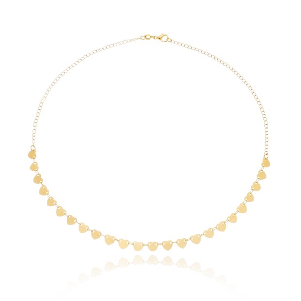 Gargantilha choker de corações banhada a ouro 18k | Mapa da Mina