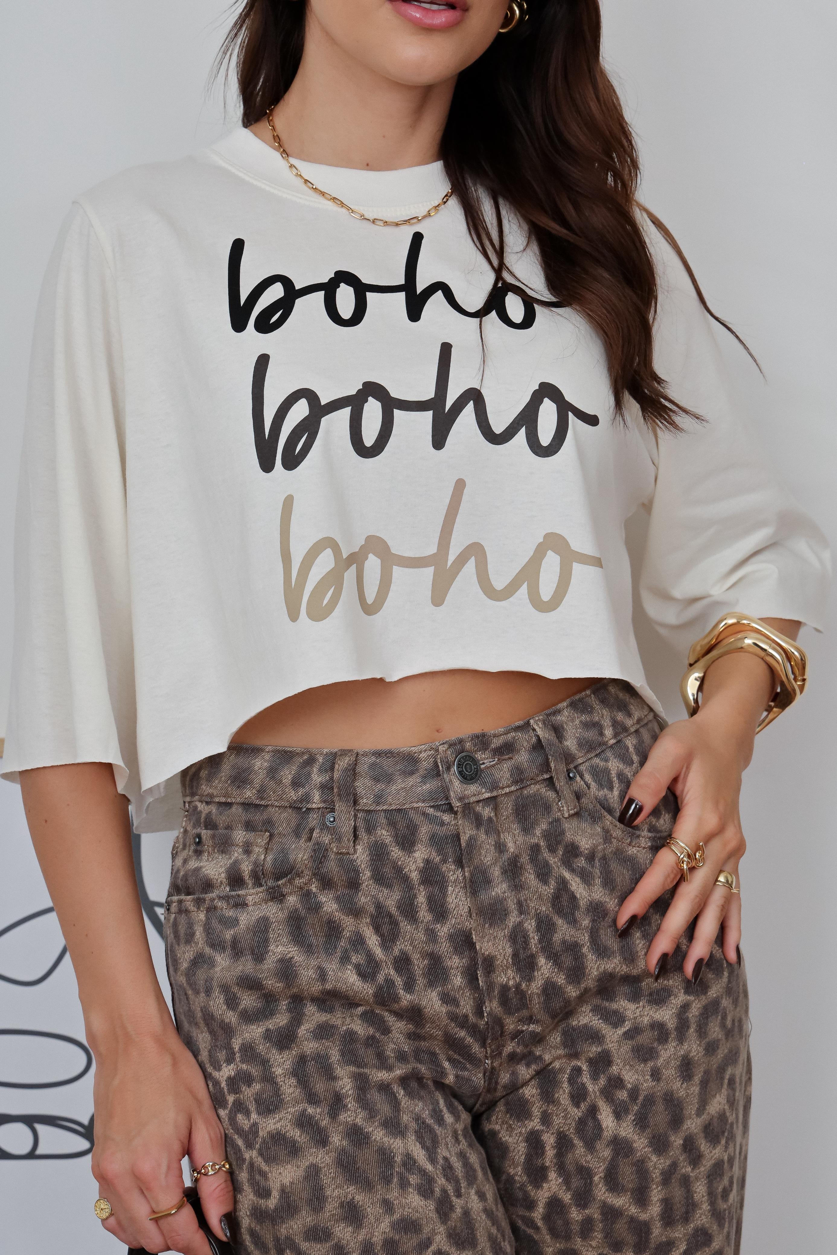 Boho Solid Color Crop T-Shirt main image 1