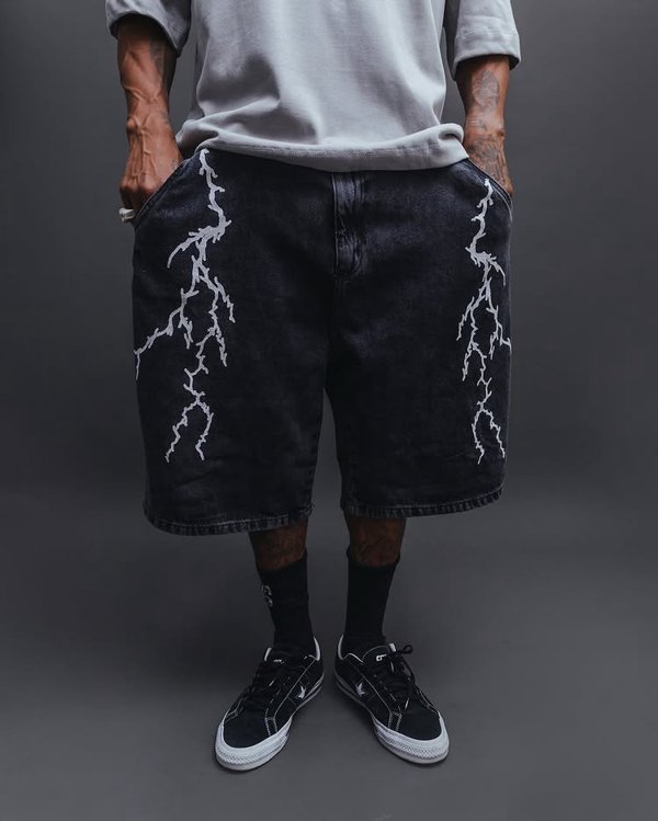 Bermuda Baggy JEANS TRIP SIDE ''RAIOS'' - BLACK STONED | 108 Skate
