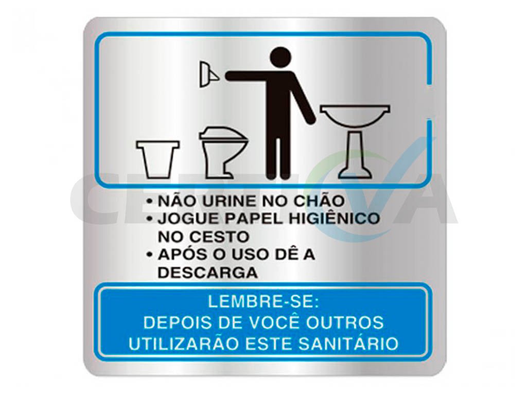 Placa sinalizadora instrução de uso higienico sanitário masculino alumínio (72010)