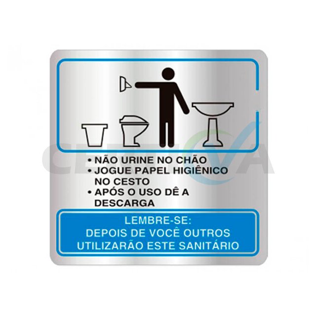 Placa sinalizadora instrução de uso higienico sanitário masculino alumínio (72010)