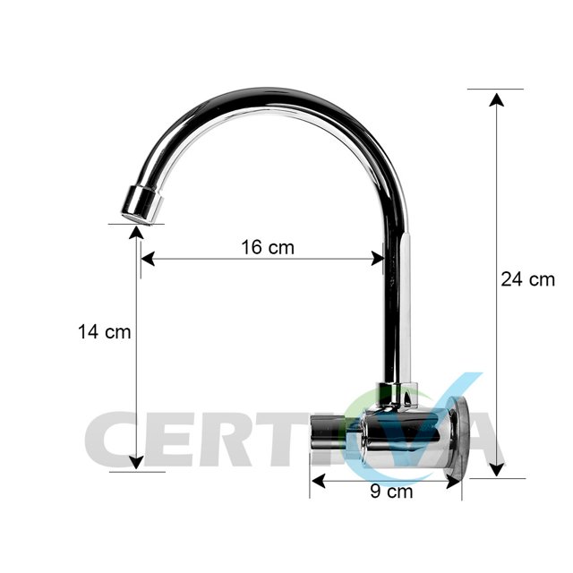 Torneira de Pressão Automática de Parede Metal Bica Móvel (69076)