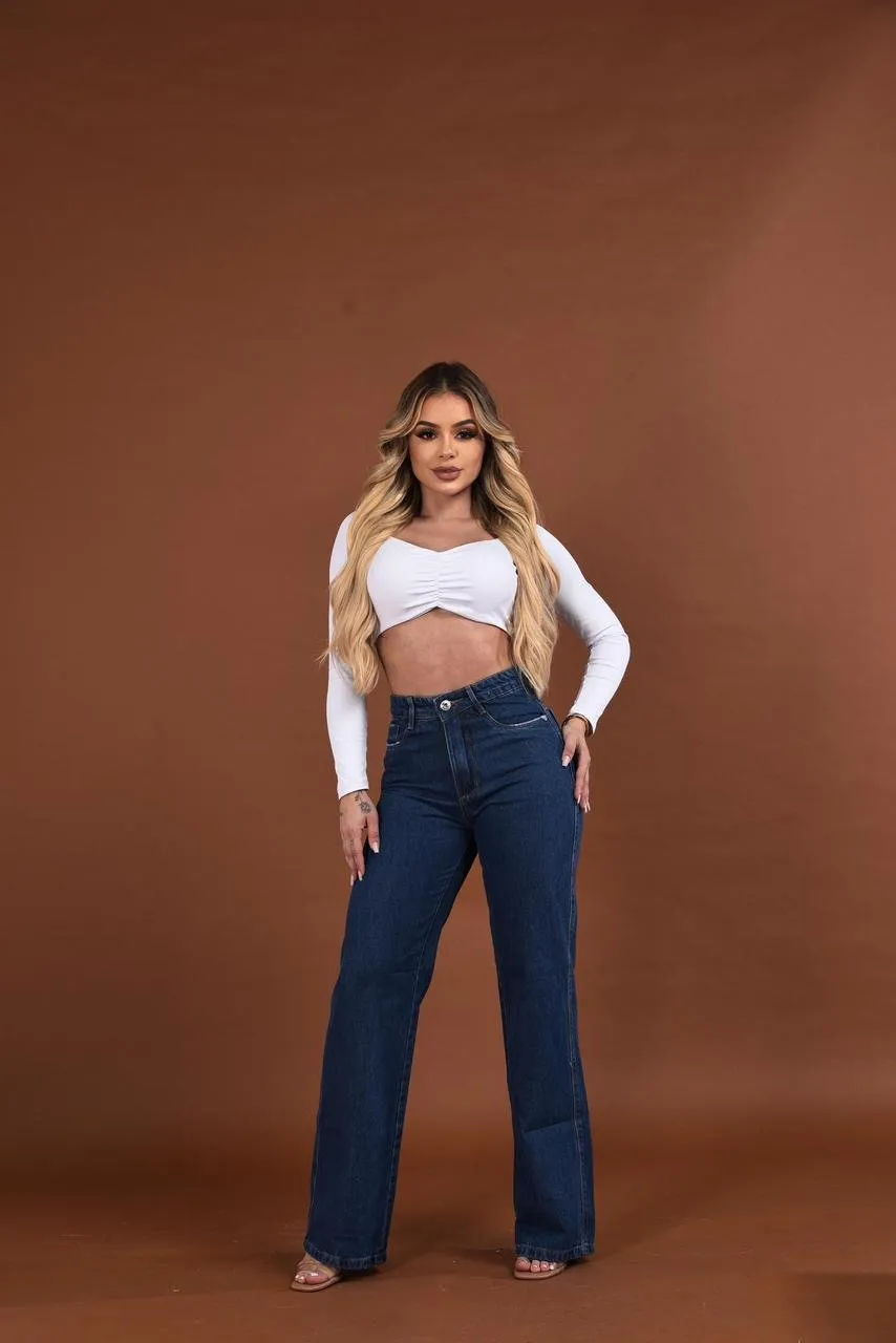 Boca Larga Calça Pants Feminina Calça Feminina Jeans Boca De Sino