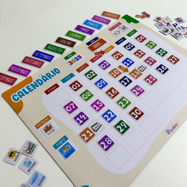 Quadro Calendário Interativo Educativo Infantil | Picullico