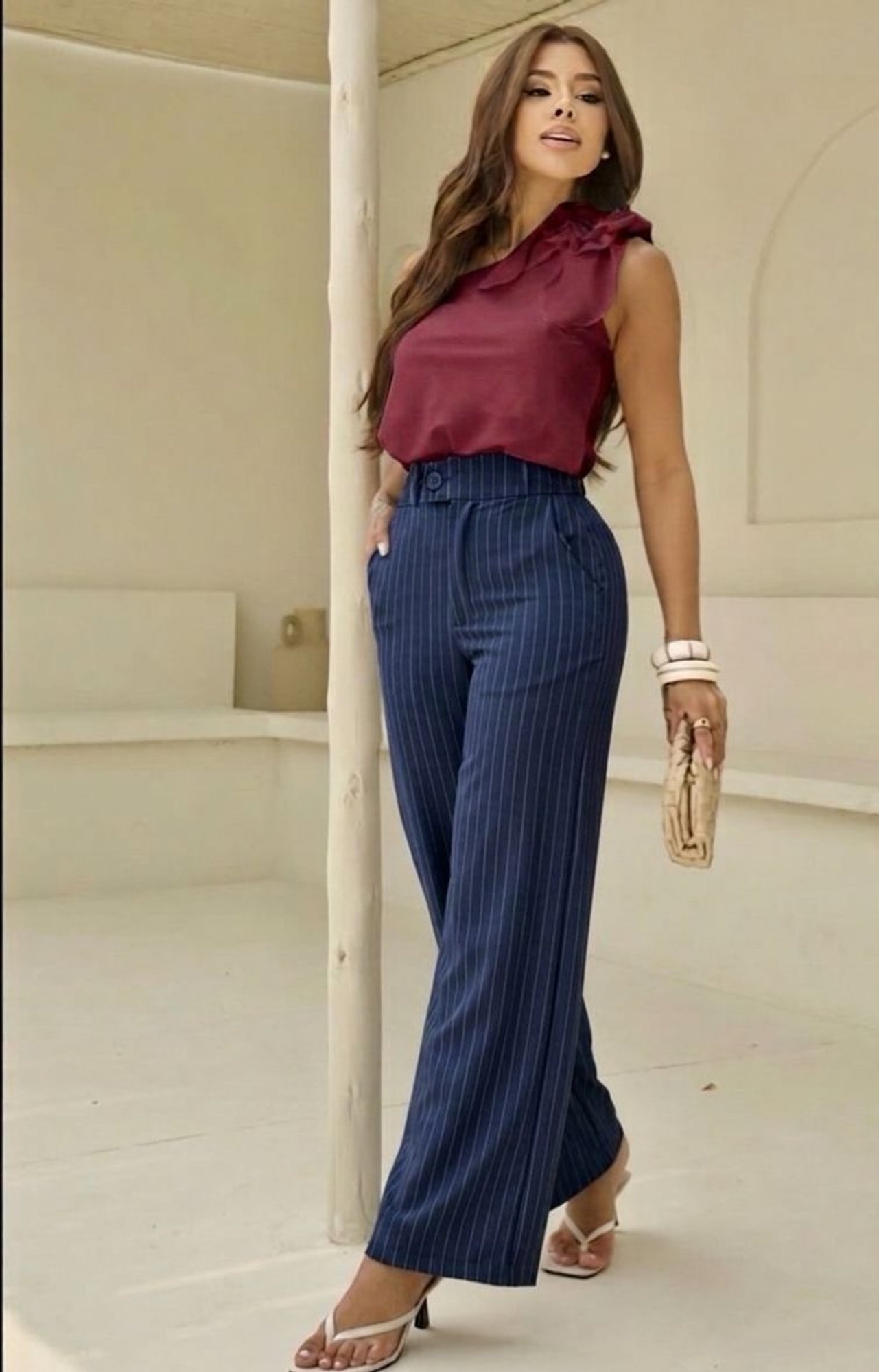CALÇA RISCA DE GIZ | Celeste Modas