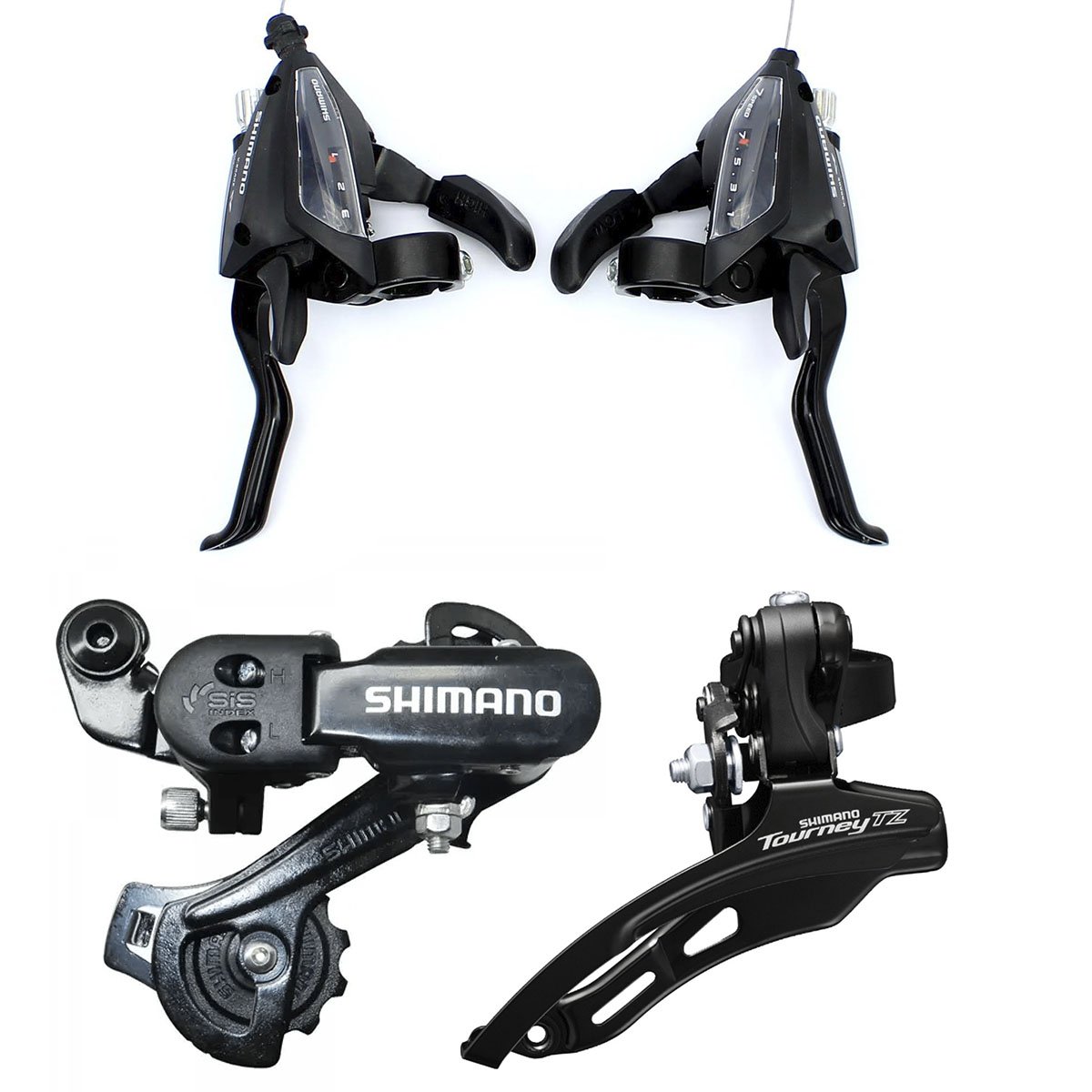 Kit Shimano 3 peças 7v com Passador e Cambios Traseiro e Dianteiro