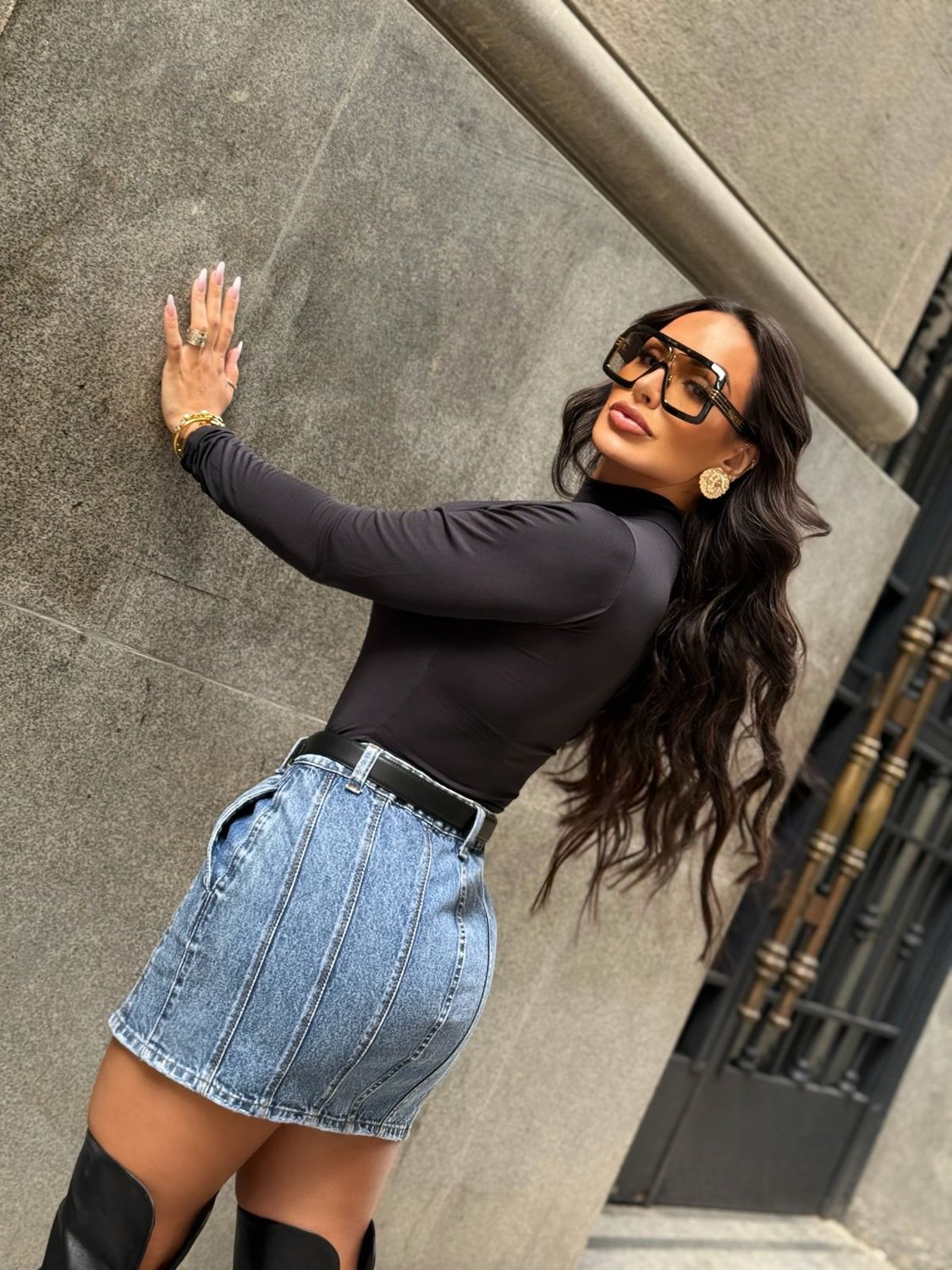 cintura alta saia midi jeans curta