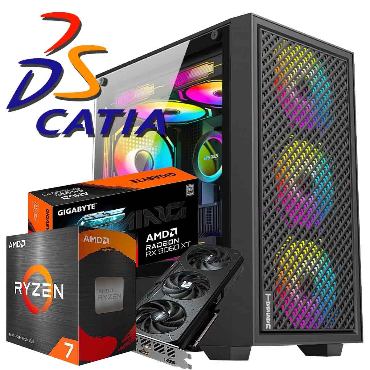 Computador Workstation para CATIA AMD Ryzen 7 5700X, Radeon RX 9060 XT ...