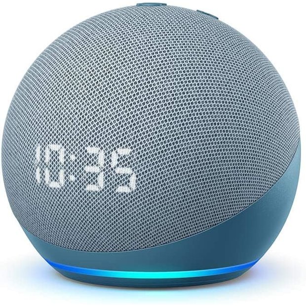 Caixa de Som  Echo Dot Alexa Smart 5ª Geração Com Relógio - Azul -  Epartshop