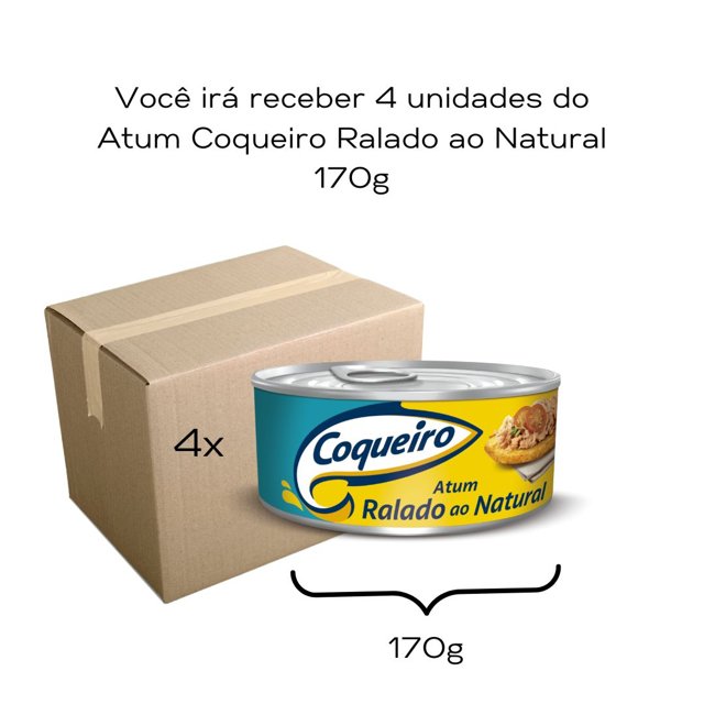 Atum Coqueiro Ralado ao Natural 4 Latas 170g | FASTHE
