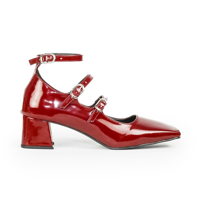 Sapato Mary Jane com Tiras e Tornozeleira – Salto Bloco e Conforto