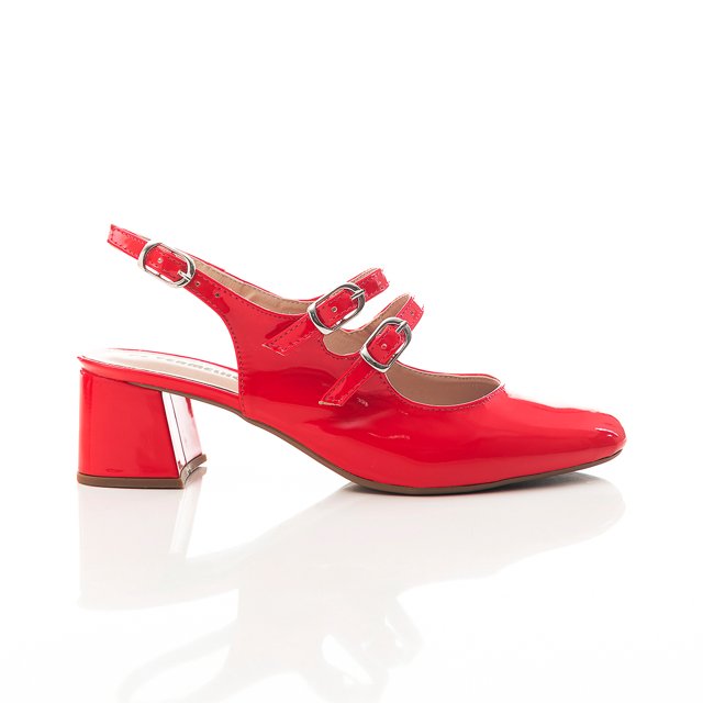 Sapato Boneca Pé Vermelho – Conforto e Sofisticação no Salto Médio