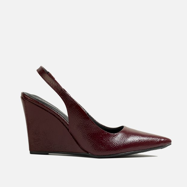 Sapato Feminina Anabela Vermelho Scarpin Slingback Anabela