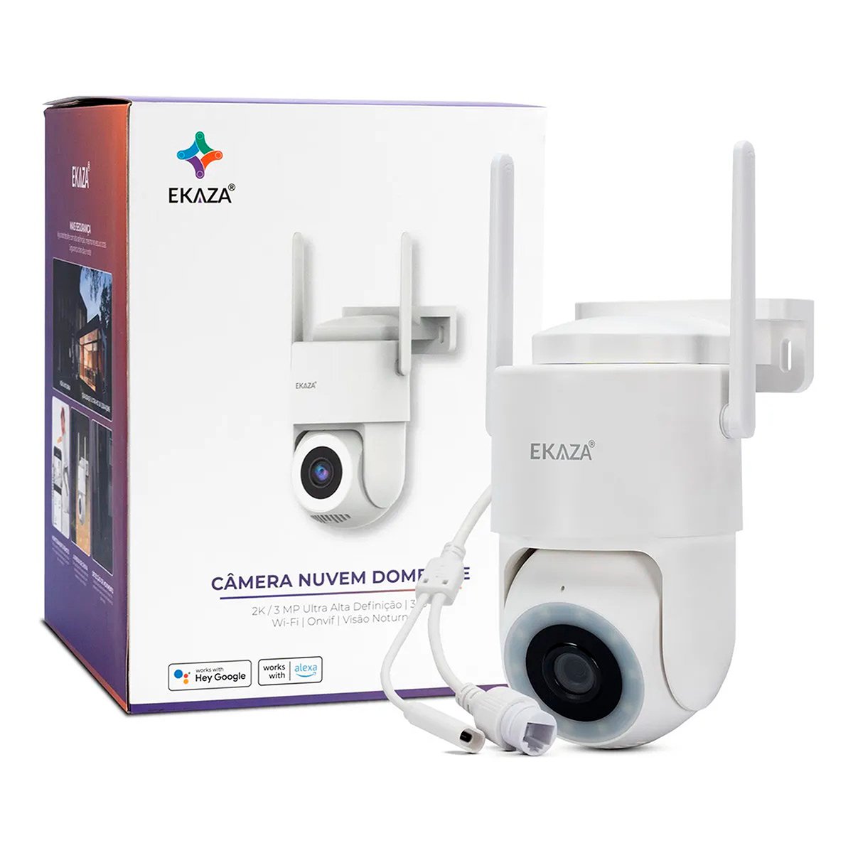 Câmera Smart Dome Lite com RJ45 e Wifi Externa 360º Ekaza T5293